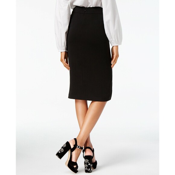 INC BLACK BUSIINESS CASUAL CAREER CLASSIC FAUX WRAP PENCIL SKIRT SIZE: 2 NEW - Picture 3 of 4